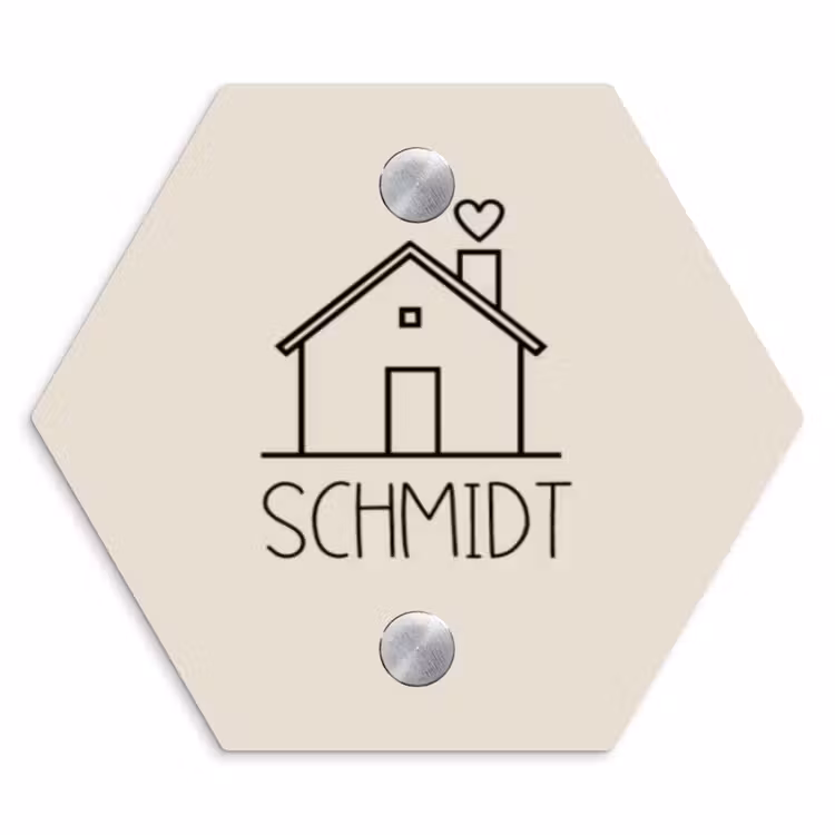 Huis illustratie - Modern Naambord Hexagon klein -3d