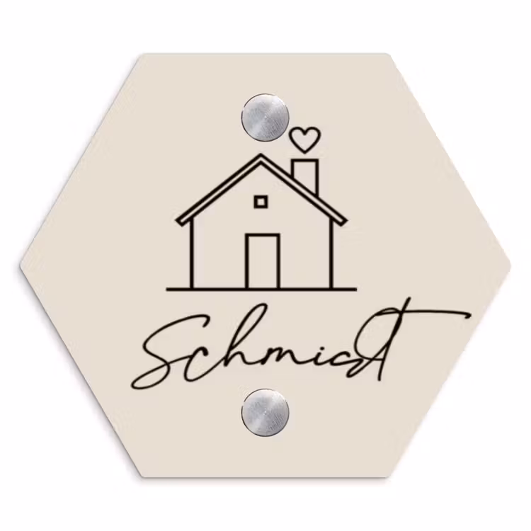 Huis illustratie - Sierlijk Naambord Hexagon klein -3d