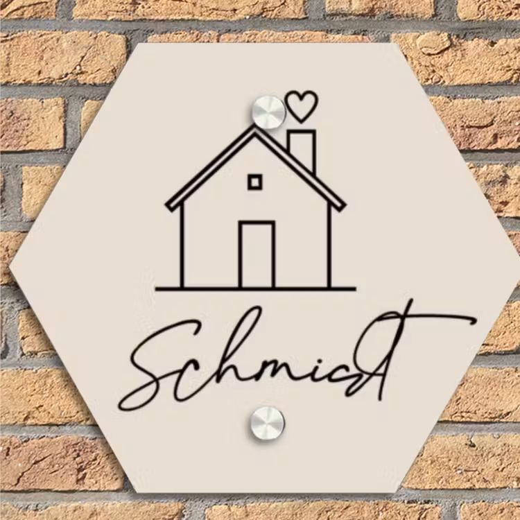 Huis illustratie - Sierlijk Naambord Hexagon klein -sfeer1
