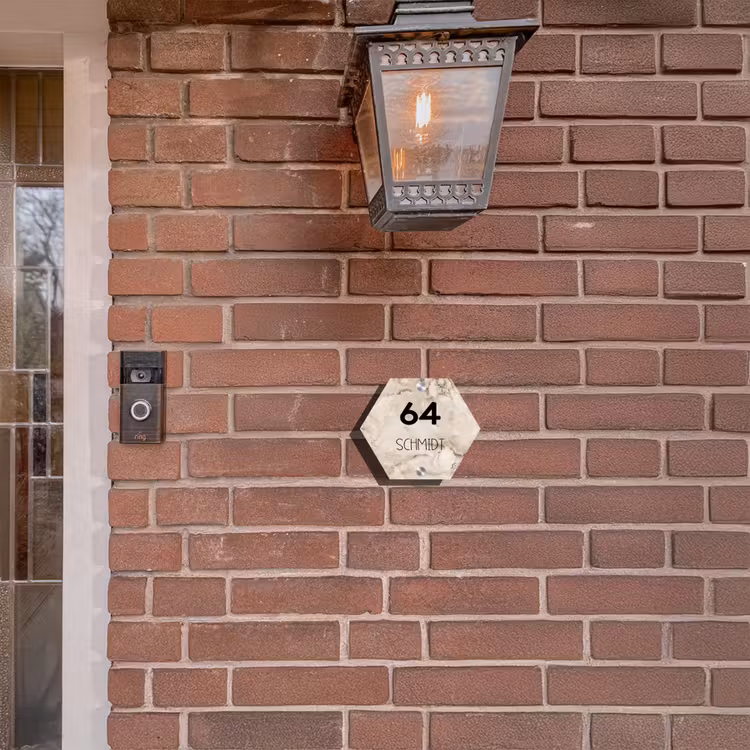 Lichtbruin marmer - Modern Naambord Hexagon klein -sfeer7-hexagon-XS