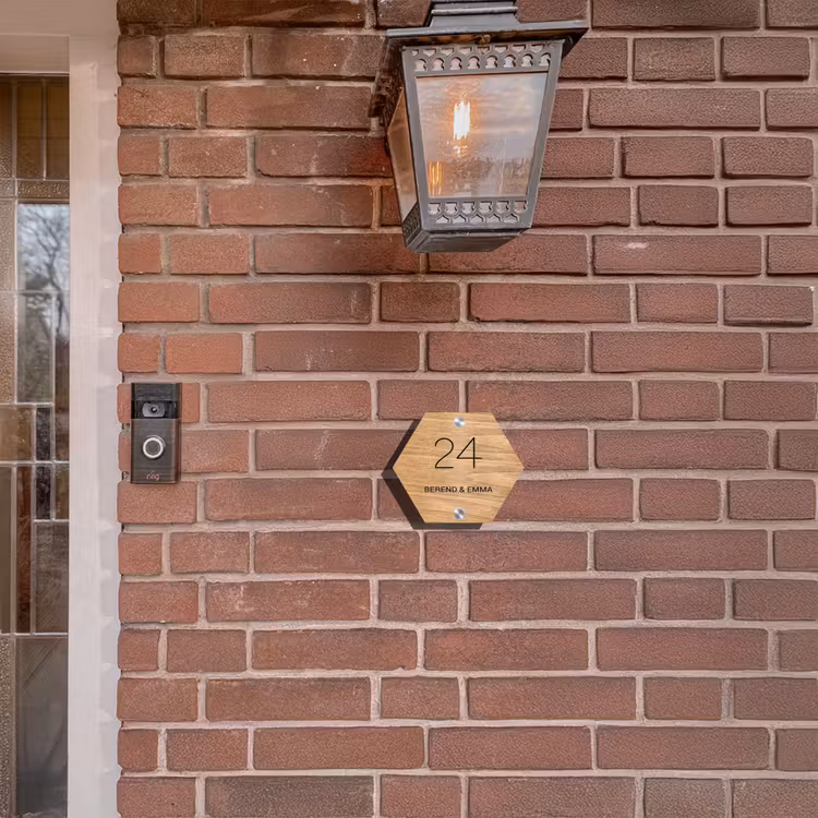 Licht hout - Klassiek Naambord Hexagon klein -sfeer7-hexagon-XS