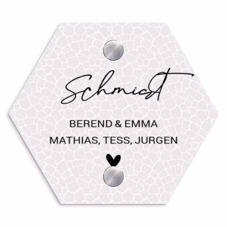 Lichte mozaïek - Sierlijk Naambord Hexagon klein -3d