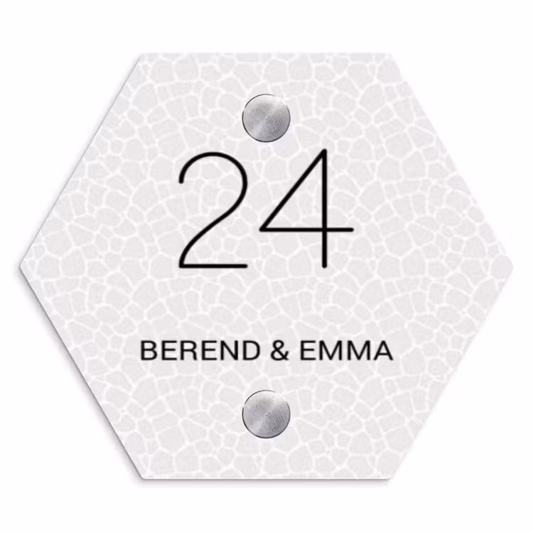 Lichte mozaïek - Klassiek Naambord Hexagon klein -3d
