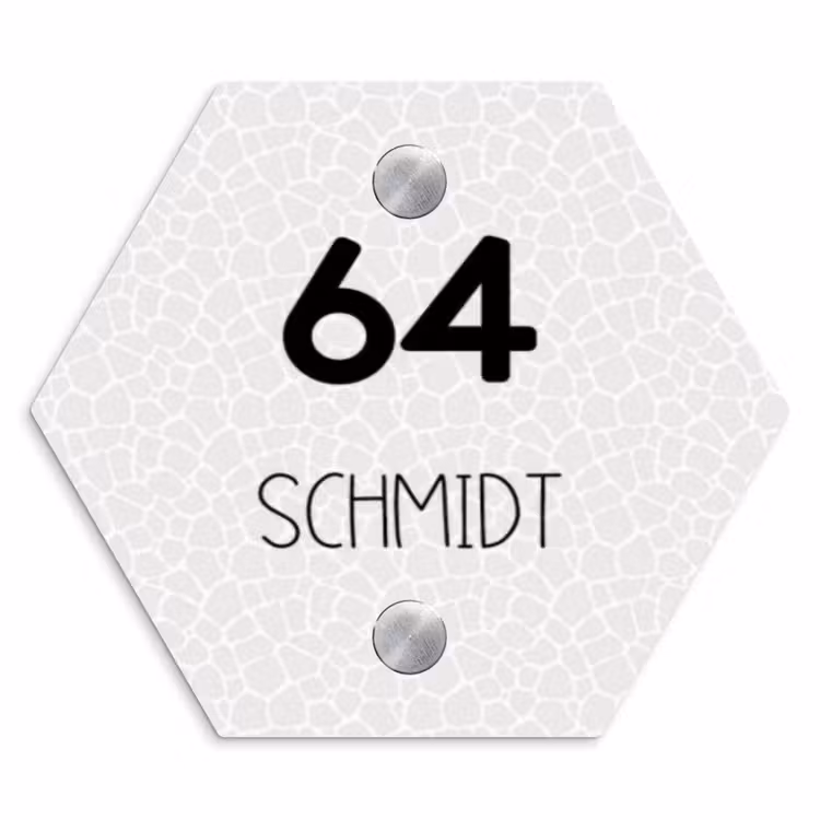 Lichte mozaïek - Modern Naambord Hexagon klein -3d