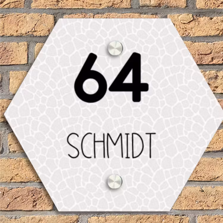 Lichte mozaïek - Modern Naambord Hexagon klein -sfeer1