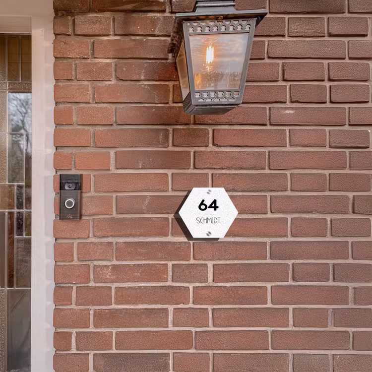 Lichtgrijs luipaard - Modern Naambord Hexagon klein -sfeer7-hexagon-XS