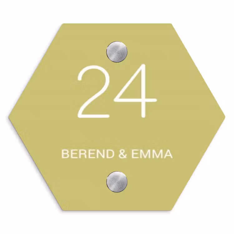 Lichtgroen - Klassiek Naambord Hexagon klein -3d