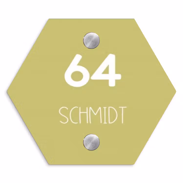 Lichtgroen - Modern Naambord Hexagon klein -3d