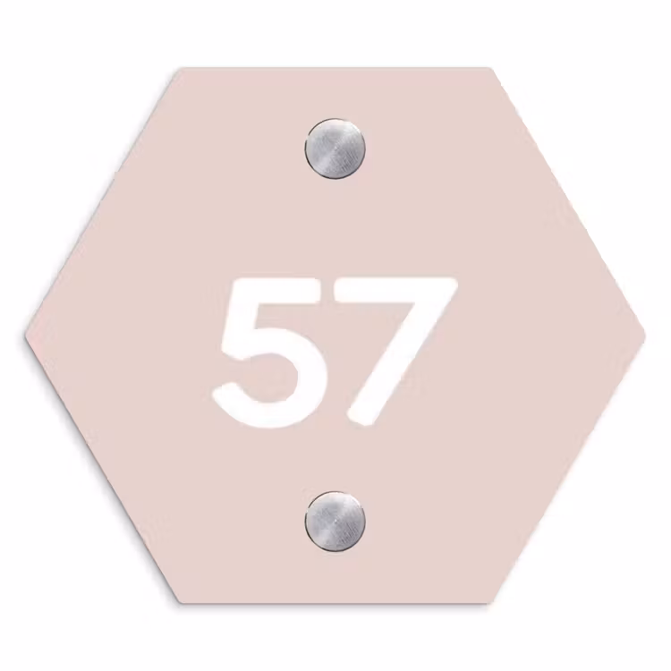 Lichtroze - Traditioneel Naambord Hexagon klein -3d