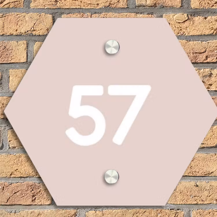 Lichtroze - Traditioneel Naambord Hexagon klein -sfeer1