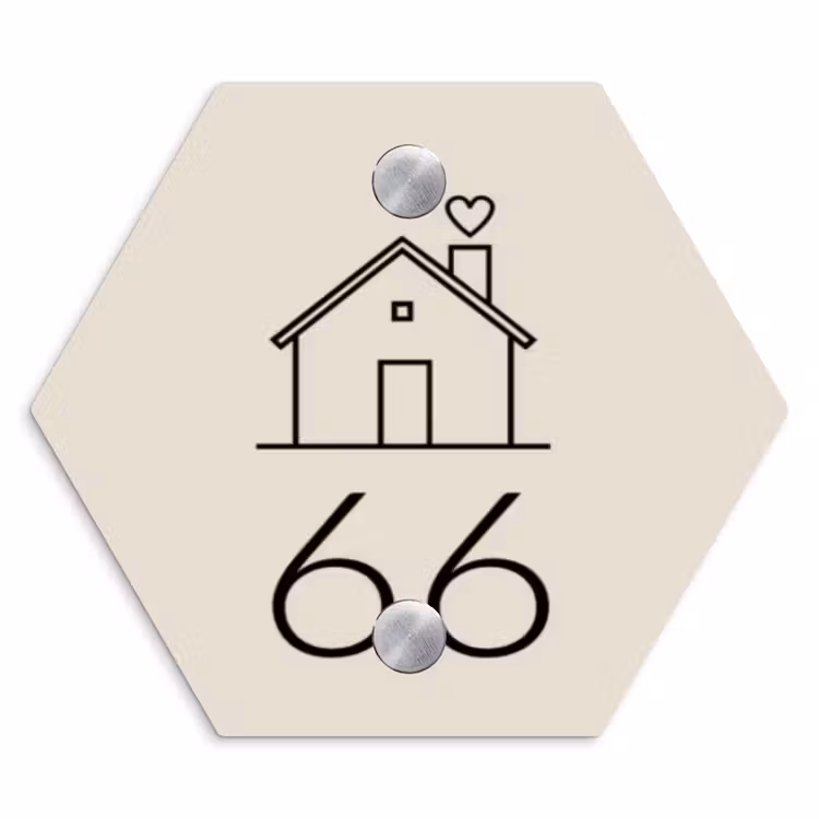 Huis illustratie - Traditioneel Naambord Hexagon klein -3d