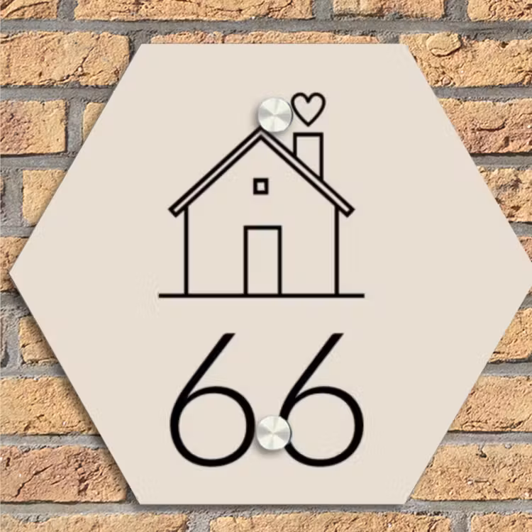 Huis illustratie - Traditioneel Naambord Hexagon klein -sfeer1