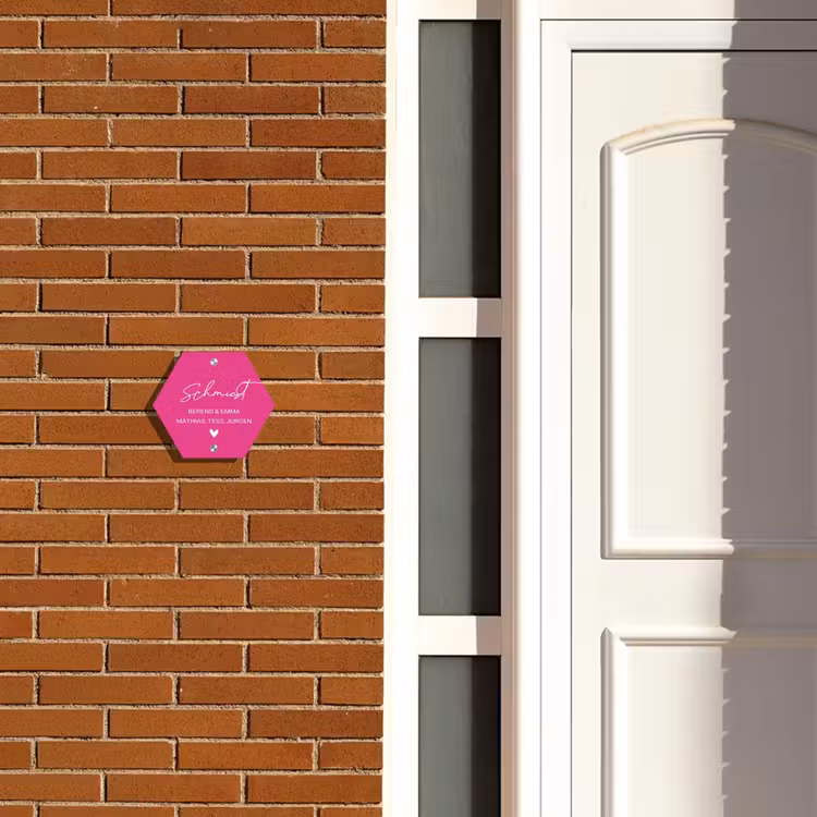 Knallrosa - Klassisch Naambord Hexagon klein -sfeer3-hexagon-XS