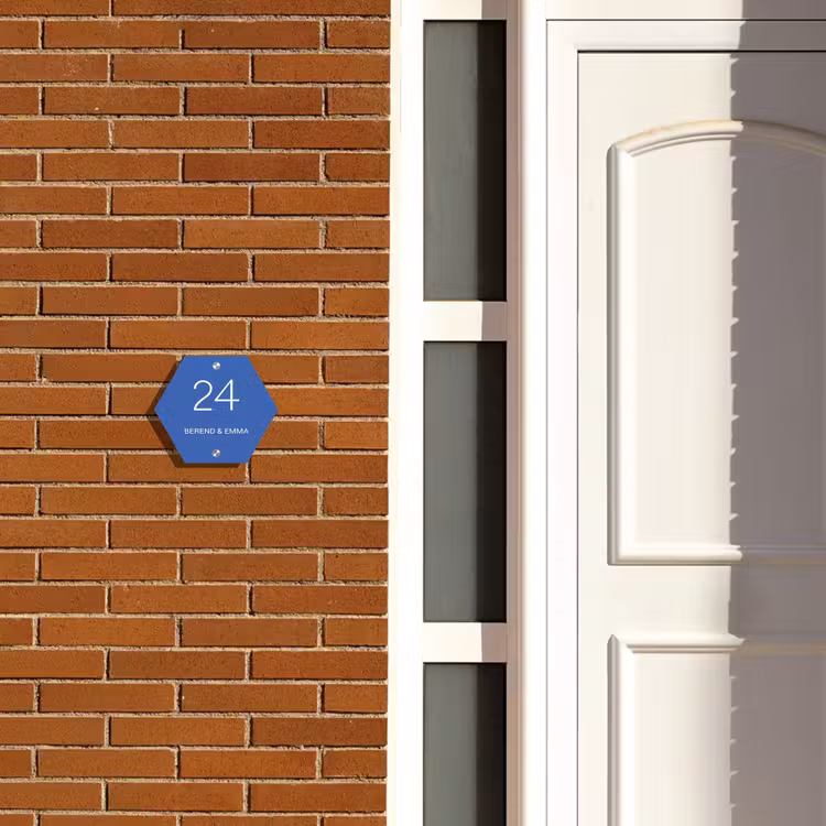 Kobaltblauw - Klassiek Naambord Hexagon klein -sfeer3-hexagon-XS