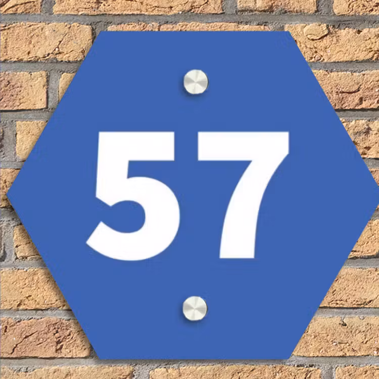 Kobaltblauw - Traditioneel Naambord Hexagon klein -sfeer1