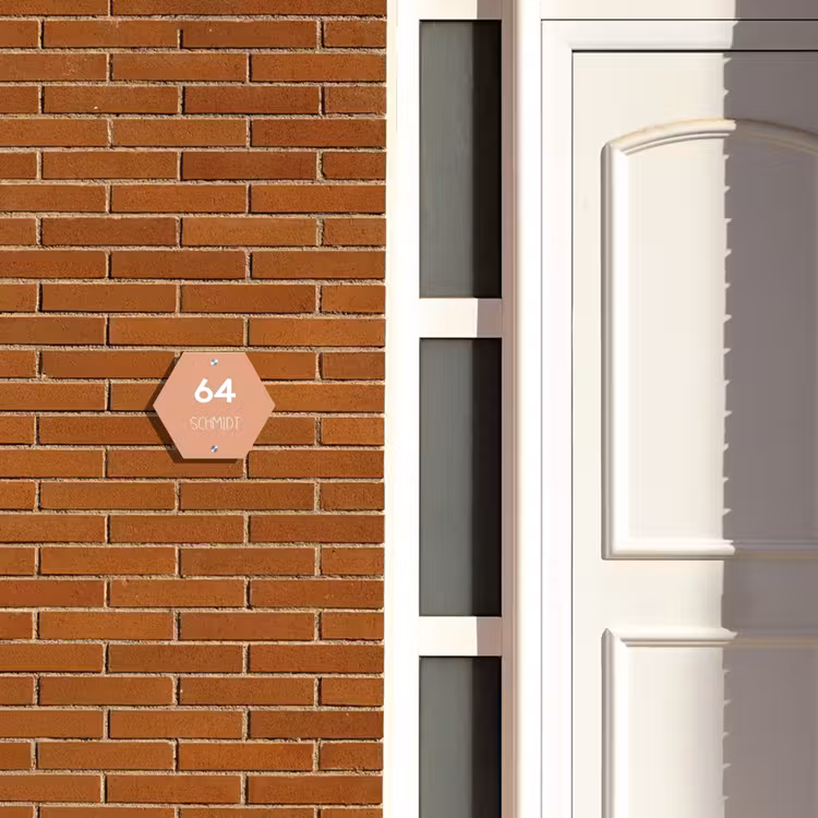 Zalmroze - Modern Naambord Hexagon klein -sfeer3-hexagon-XS