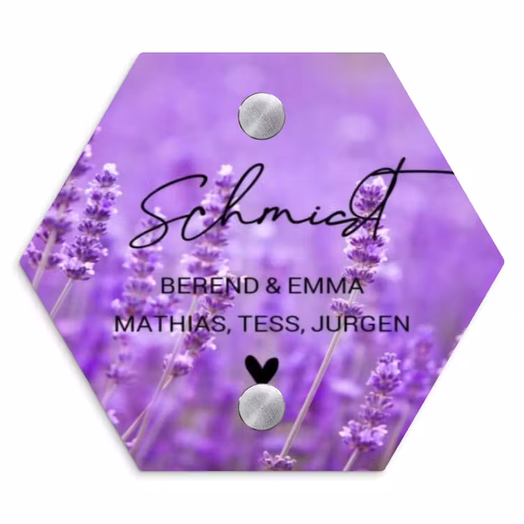 Lavendel - Sierlijk Naambord Hexagon klein -3d