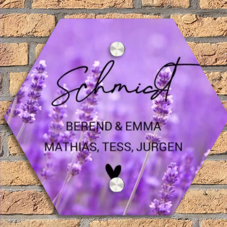 Lavendel - Sierlijk Naambord Hexagon klein -sfeer1