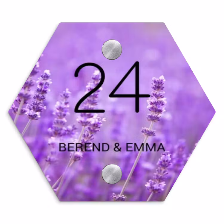 Lavendel - Klassiek Naambord Hexagon klein -3d