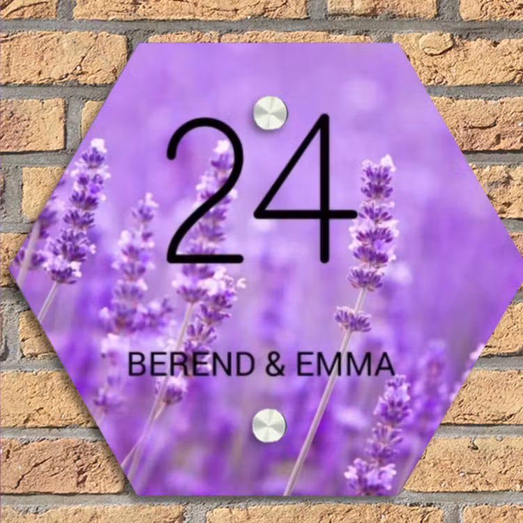 Lavendel - Klassiek Naambord Hexagon klein -sfeer1