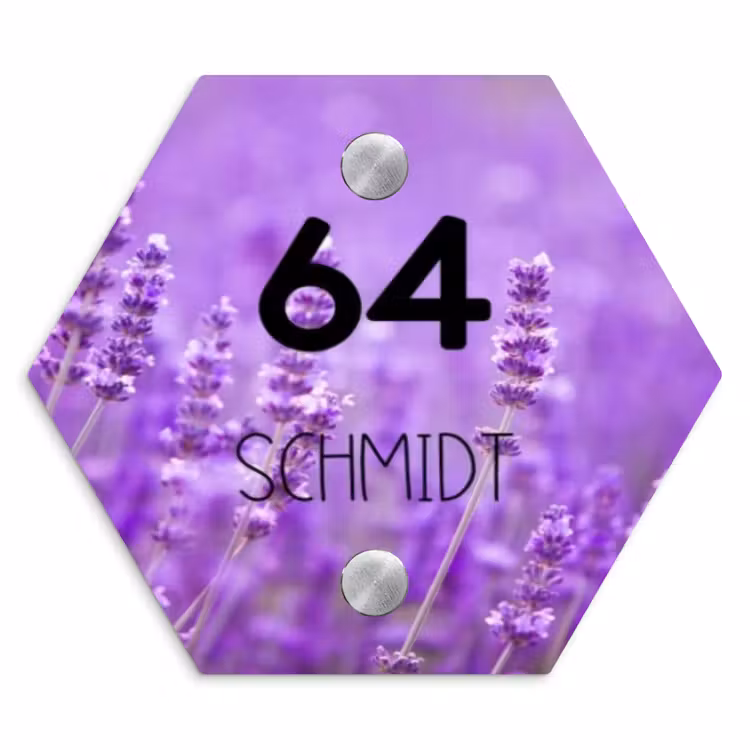 Lavendel - Modern Naambord Hexagon klein -3d
