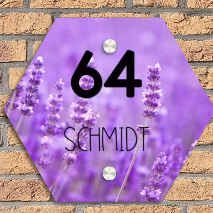 Lavendel - Modern Naambord Hexagon klein -sfeer1