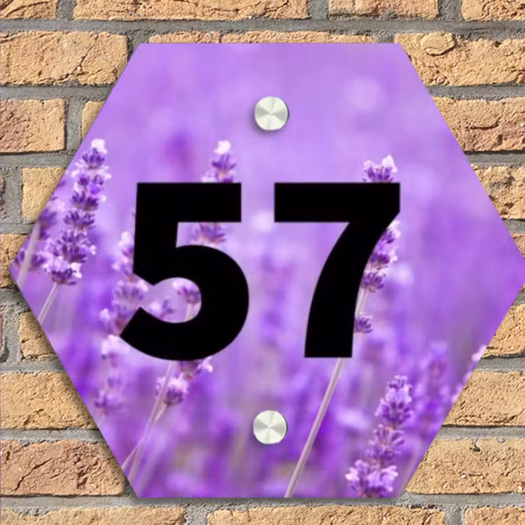 Lavendel - Traditioneel Naambord Hexagon klein -sfeer1