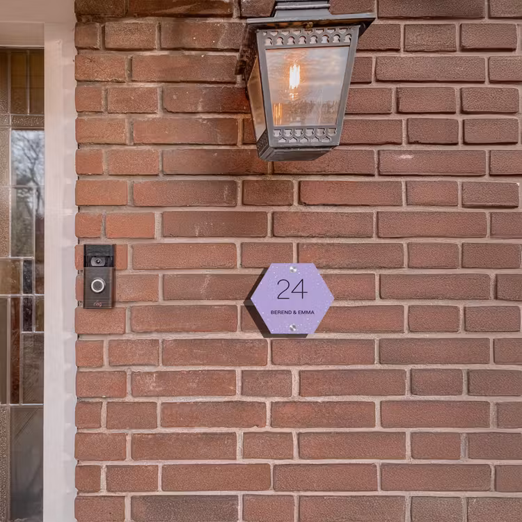 Paars met stippen - Klassiek Naambord Hexagon klein -sfeer7-hexagon-XS