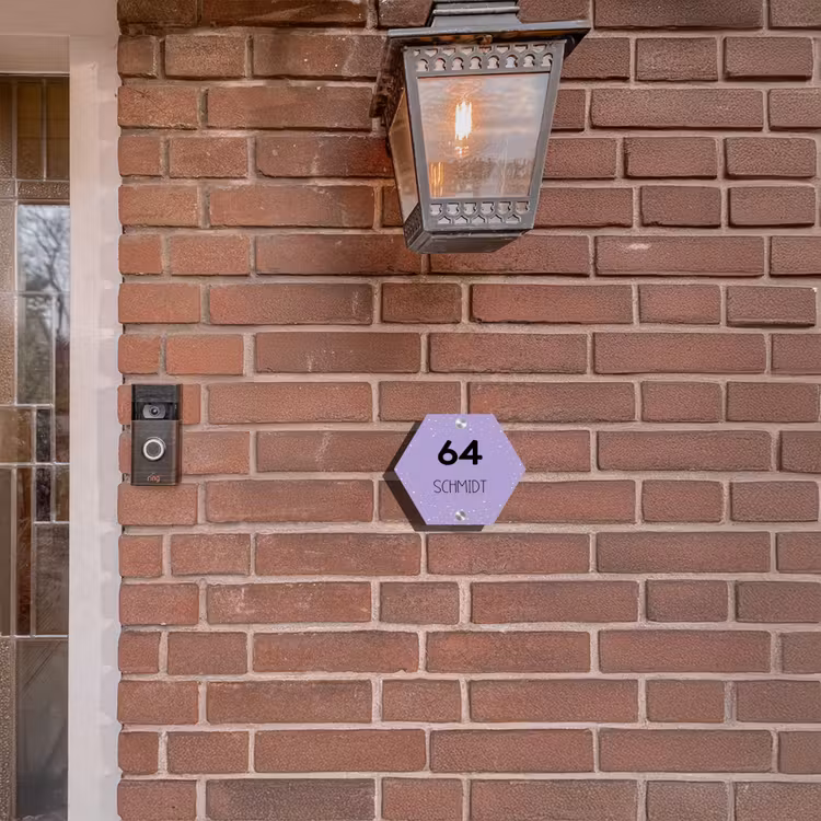 Paars met stippen - Modern Naambord Hexagon klein -sfeer7-hexagon-XS