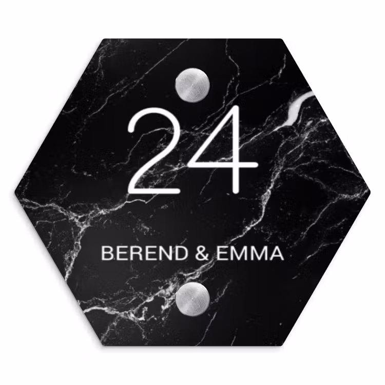 Marmer - Klassiek Naambord Hexagon klein -3d