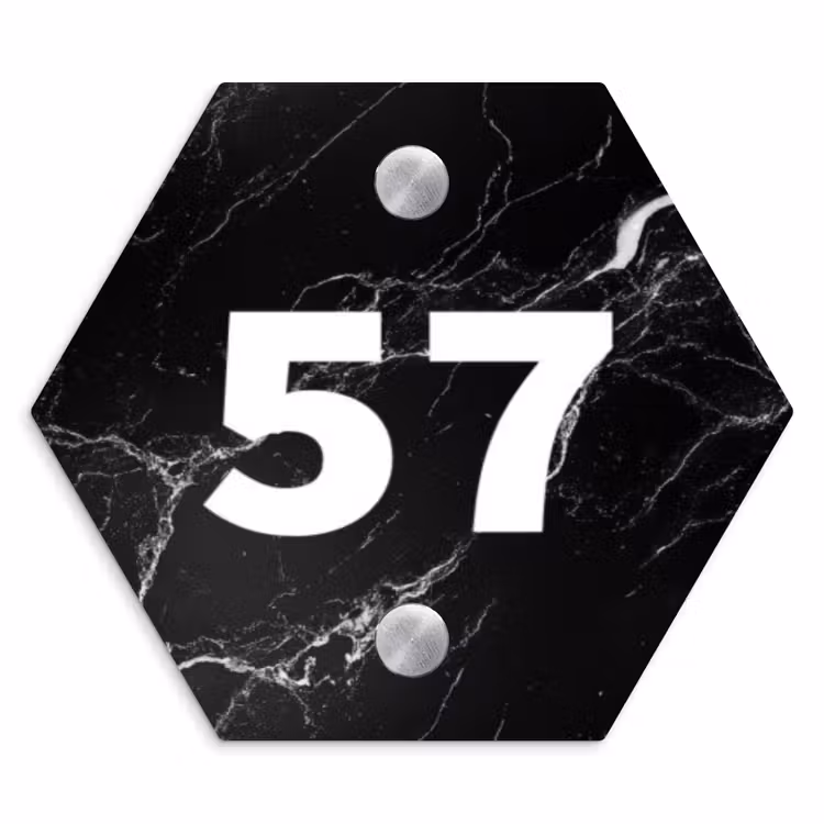 Marmer - Traditioneel Naambord Hexagon klein -3d