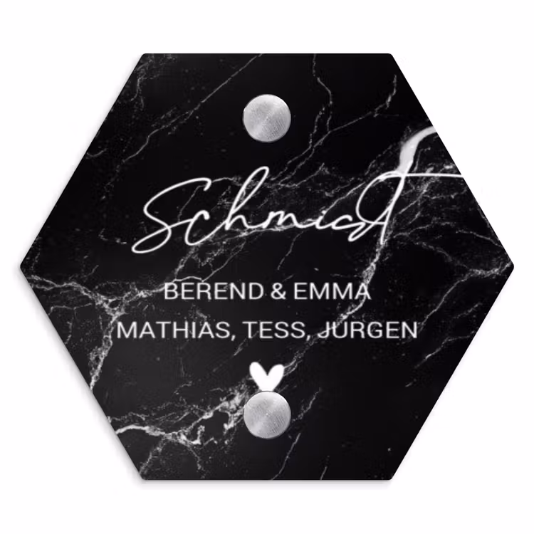 Marmer - Sierlijk Naambord Hexagon klein -3d
