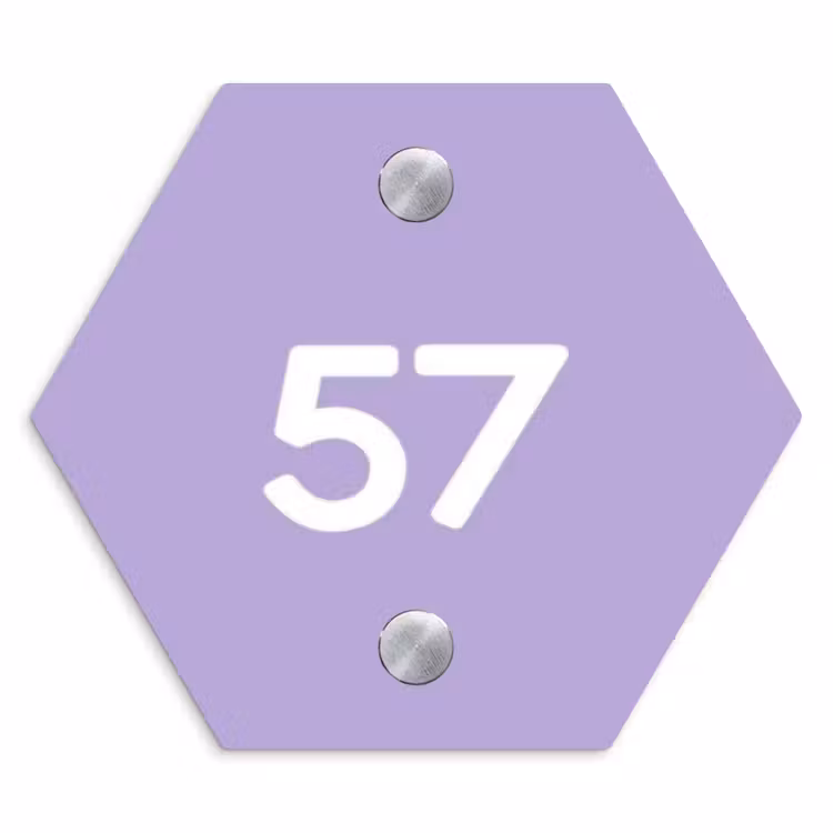 Effen - Lila - Traditioneel Naambord Hexagon klein -3d