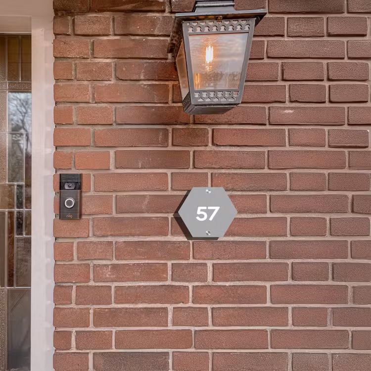 Effen lichtgrijs - Traditioneel Naambord Hexagon klein -sfeer7-hexagon-XS