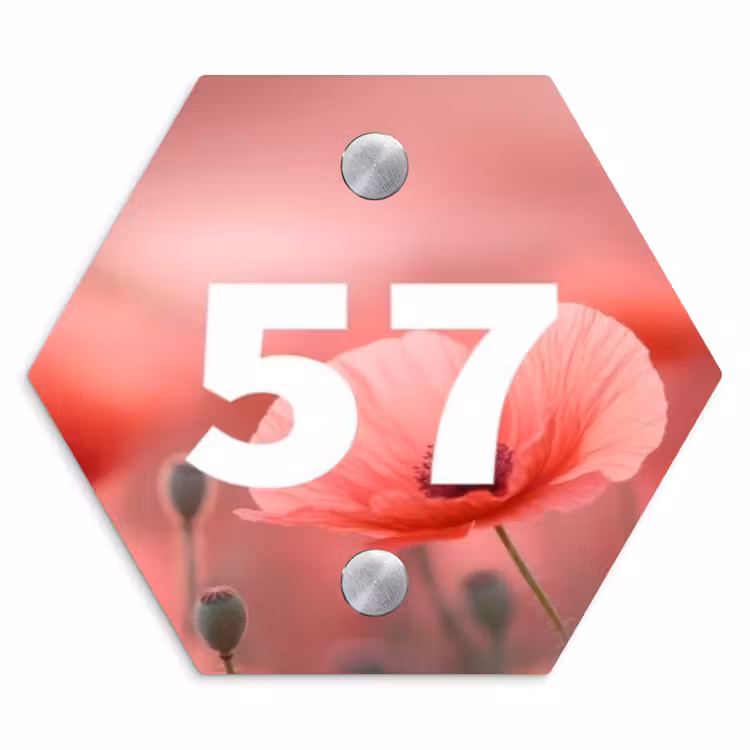 Klaproos - Traditioneel Naambord Hexagon klein -3d