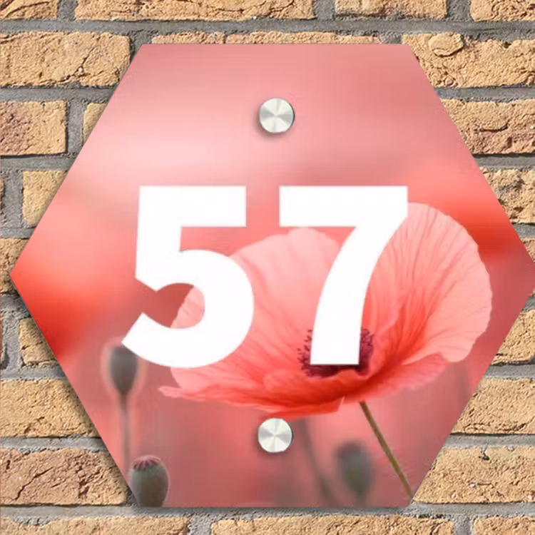 Klaproos - Traditioneel Naambord Hexagon klein -sfeer1