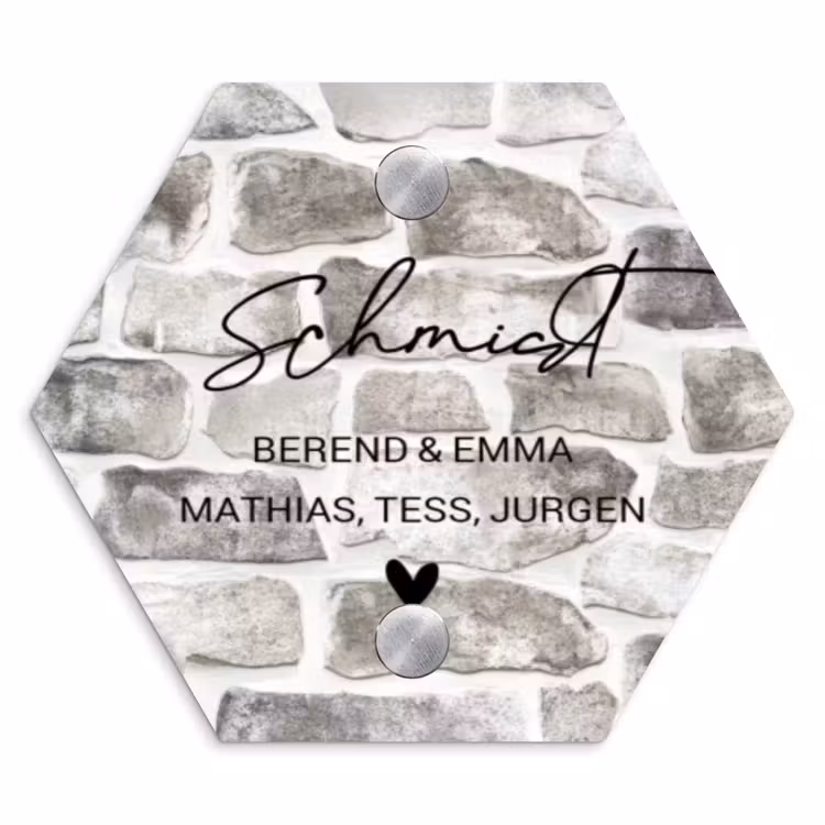 Natuurstenen - Sierlijk Naambord Hexagon klein -3d