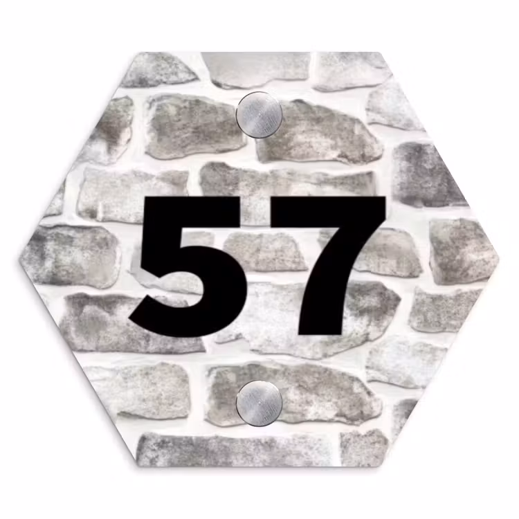 Natuurstenen - Traditioneel Naambord Hexagon klein -3d