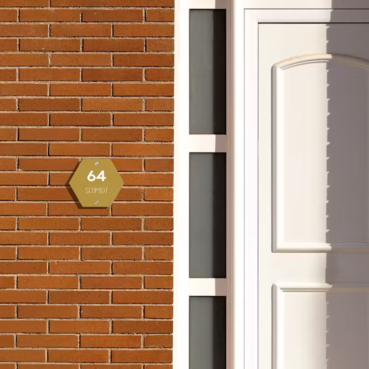 Okergeel - Modern Naambord Hexagon klein -sfeer3-hexagon-XS