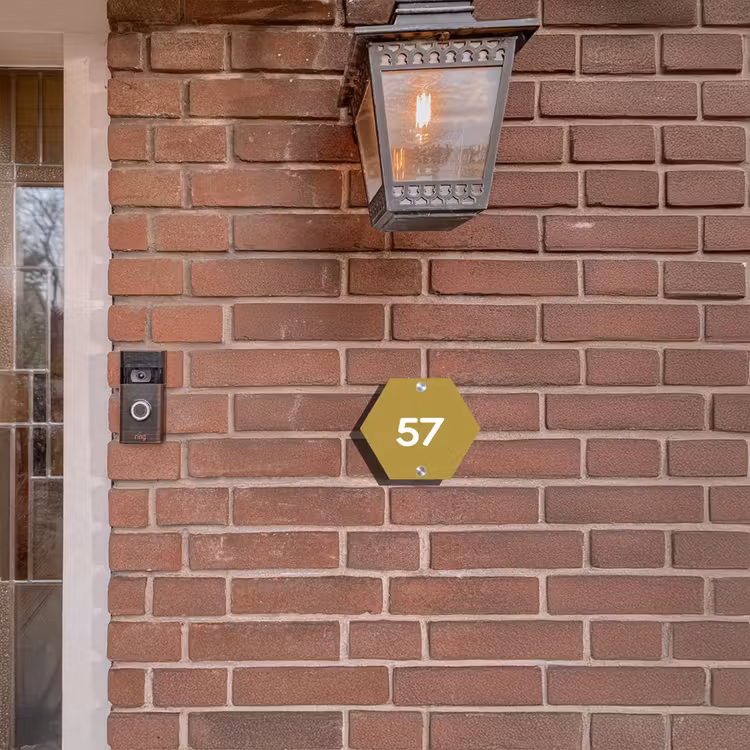 Okergeel - Traditioneel Naambord Hexagon klein -sfeer7-hexagon-XS