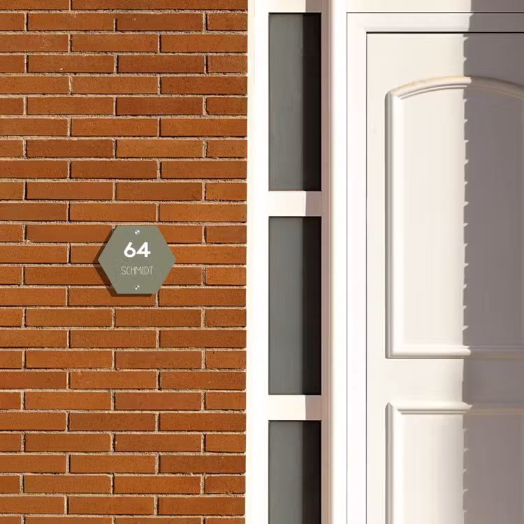 Olijfgroen - Modern Naambord Hexagon klein -sfeer3-hexagon-XS