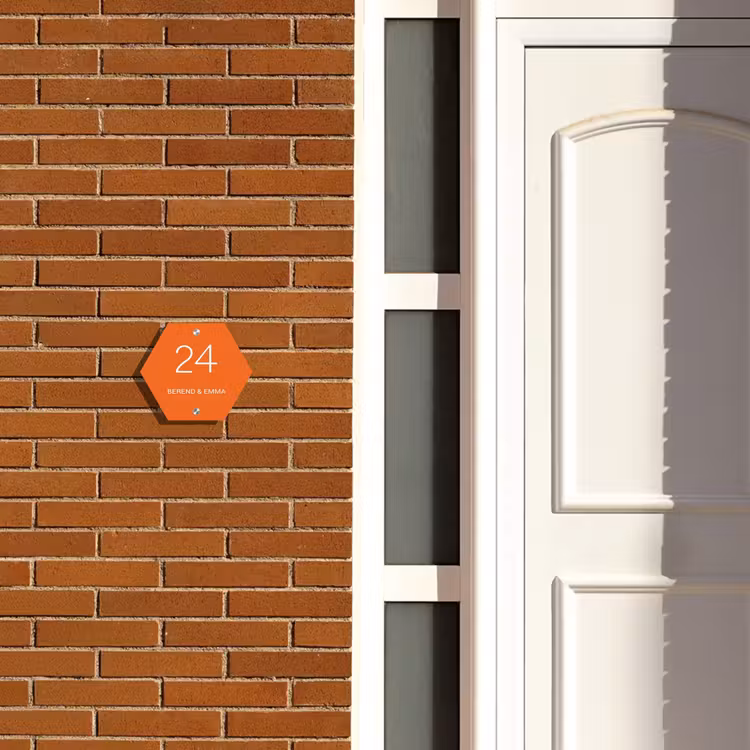 Oranje - Klassiek Naambord Hexagon klein -sfeer3-hexagon-XS