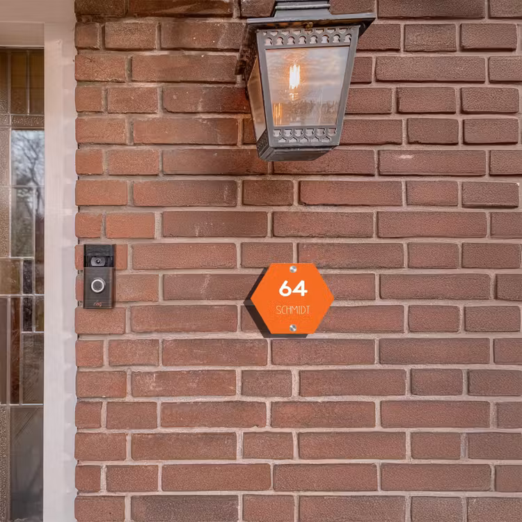 Oranje - Modern Naambord Hexagon klein -sfeer7-hexagon-XS