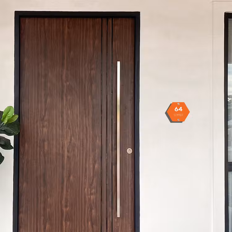 Oranje - Modern Naambord Hexagon klein -sfeer10-hexagon-XS