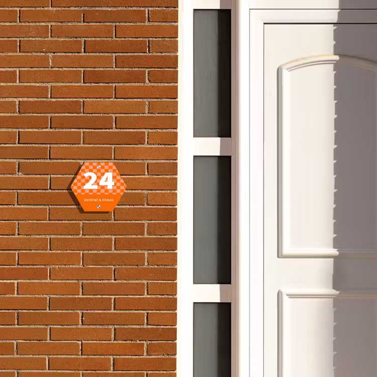 Oranje - Blokjes - Klassiek Naambord Hexagon klein -sfeer3-hexagon-XS