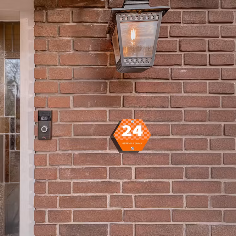 Oranje - Blokjes - Klassiek Naambord Hexagon klein -sfeer7-hexagon-XS