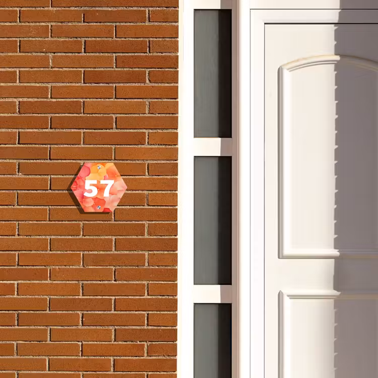 Oranje bloemenmix - Traditioneel Naambord Hexagon klein -sfeer3-hexagon-XS