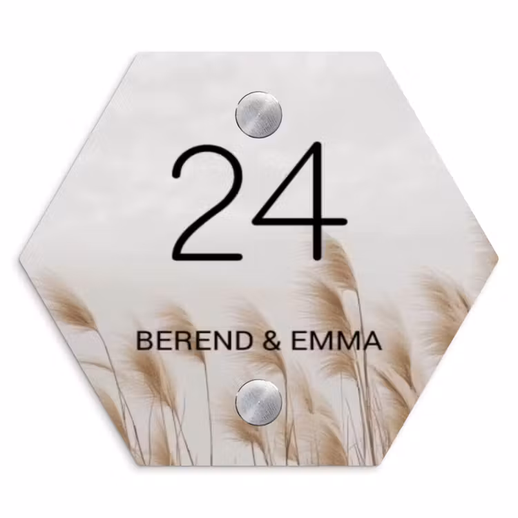 Pampasgras - Klassiek Naambord Hexagon klein -3d