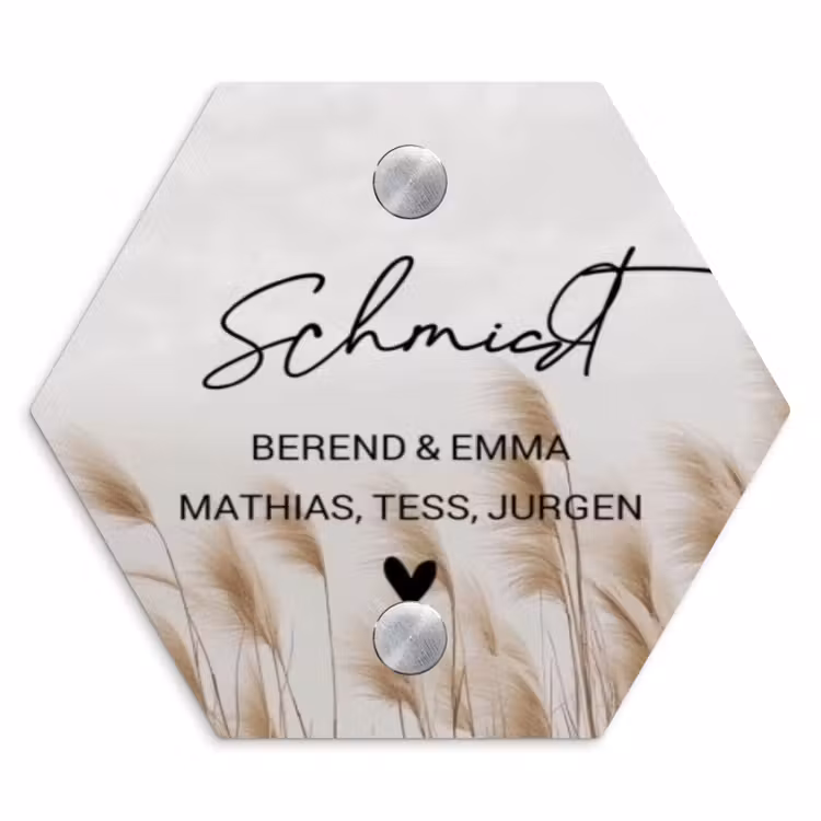 Pampasgras - Sierlijk Naambord Hexagon klein -3d