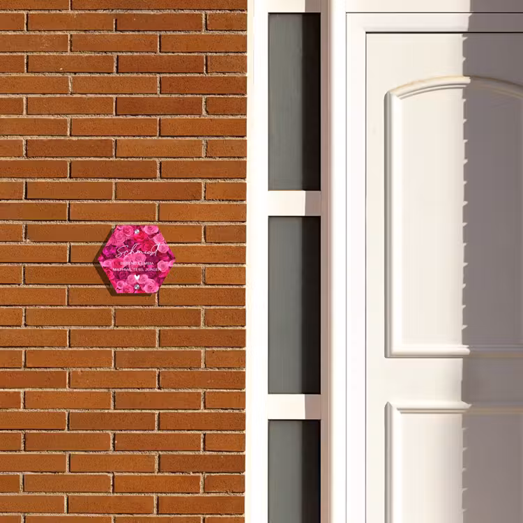 Roze rozen - Sierlijk Naambord Hexagon klein -sfeer3-hexagon-XS